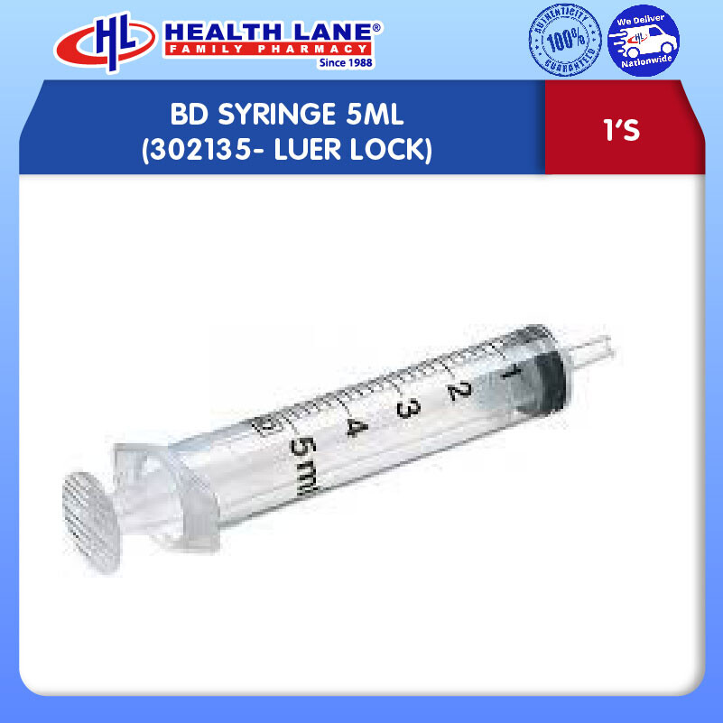BD SYRINGE 5ML (302135- LUER LOCK) 1'S 
